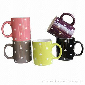 Stoneware Mugs with 11oz Capacity, Color-glazed, 5-color as 1 set, Suitable for Promotion